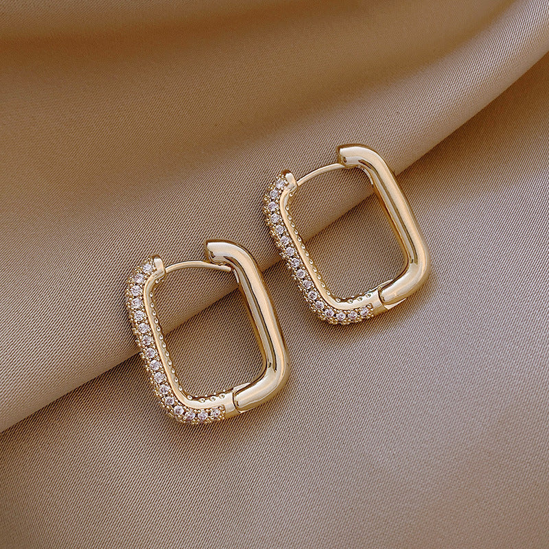 Geometric Square Earrings Zircon