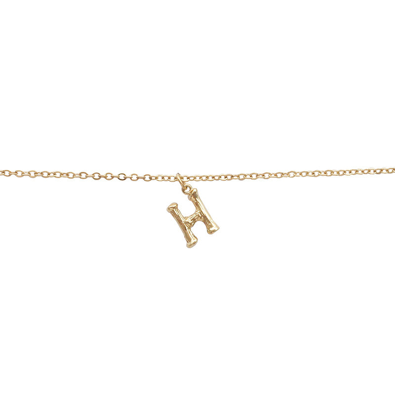 14K Gold-plated Bamboo Letter Anklets