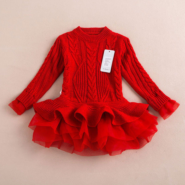 Winter Girls Christmas Dresses Knitted