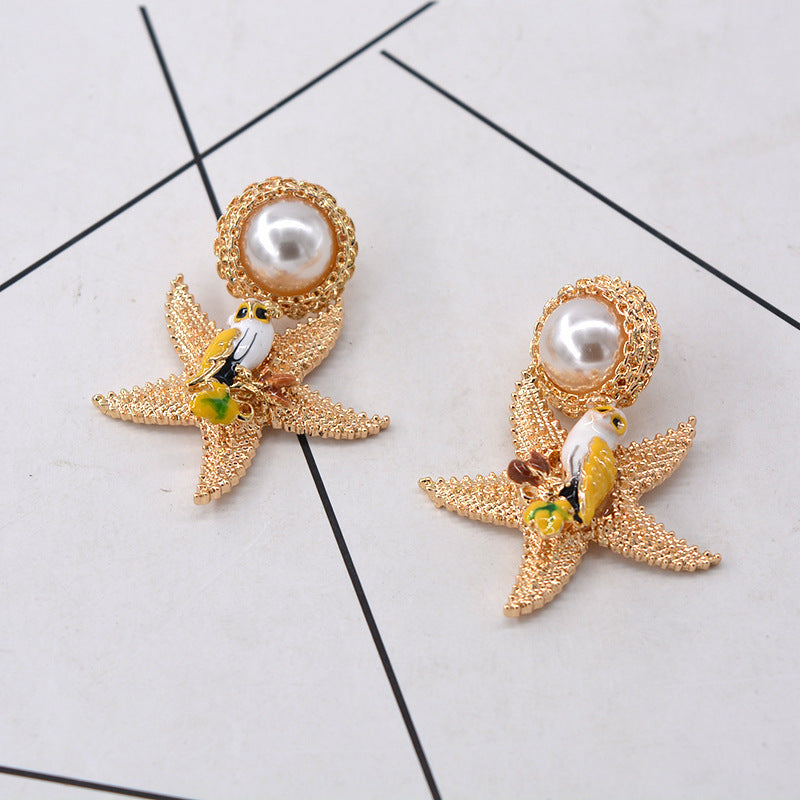 Starfish Pearl Fashion Earrings