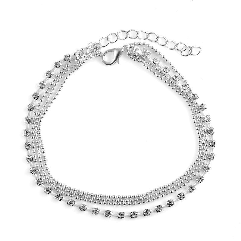 Multilayer  Crystal Anklet Foot Chain