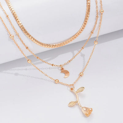 Multilayer Moon Gold Color Pendant