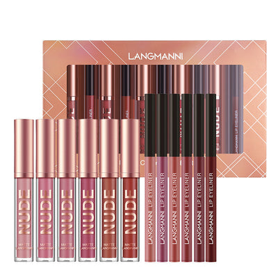 12 Pcs Set 6 Matte Lipstick 6 Lip Liner