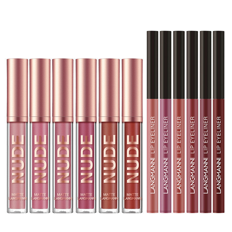 12 Pcs Set 6 Matte Lipstick 6 Lip Liner