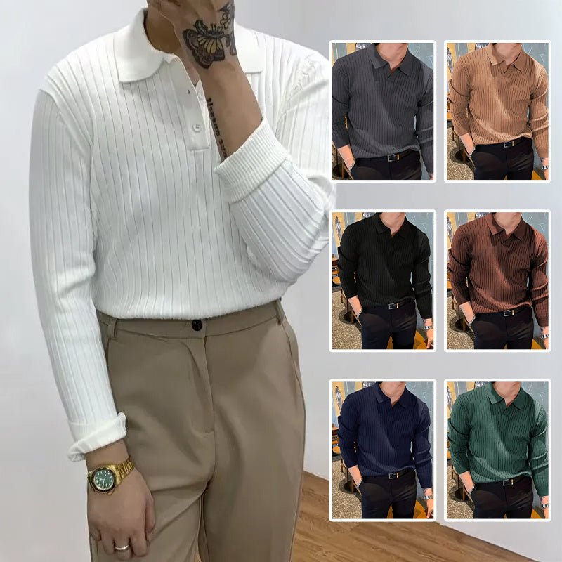 Stretch Slim Knit Polo Shirt Men