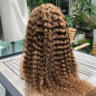 Curly Wig Ombre Brown Human Hair