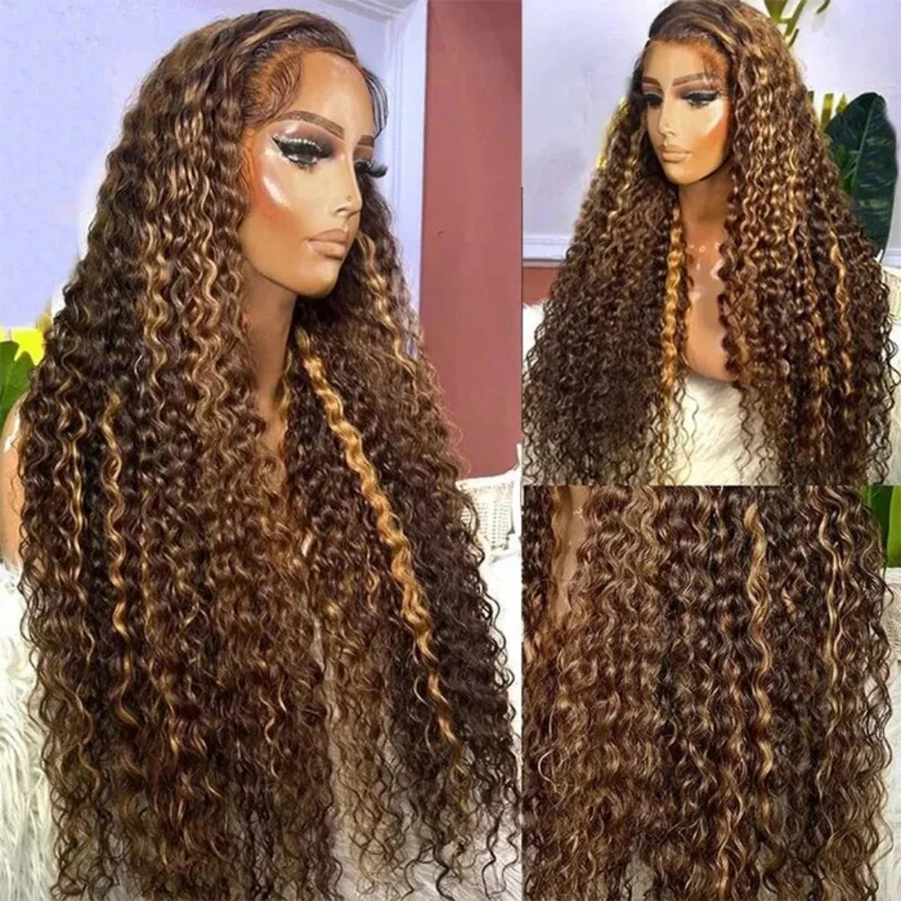 Curly Wig Ombre Brown Human Hair