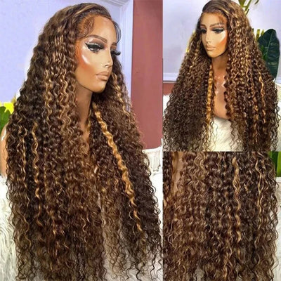 Curly Wig Ombre Brown Human Hair