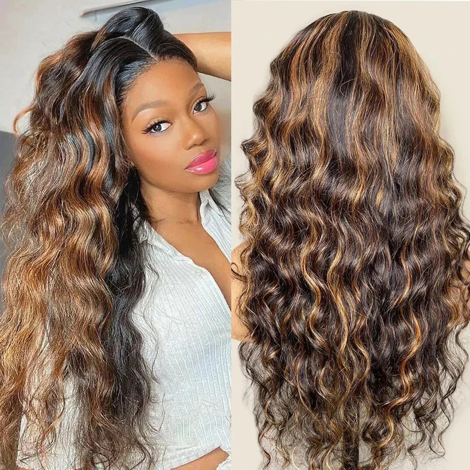 Curly Wig Ombre Brown Human Hair