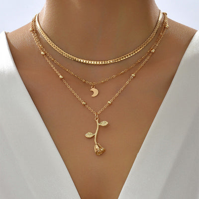 Multilayer Moon Gold Color Pendant