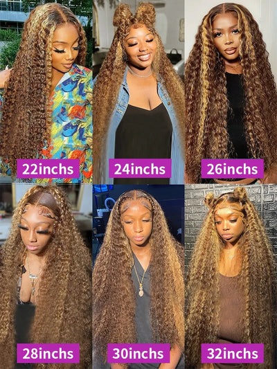 Highlight Ombre Lace Frontal Curly Wigs