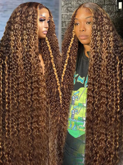 Highlight Ombre Lace Frontal Curly Wigs