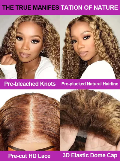 Highlight Ombre Lace Frontal Curly Wigs