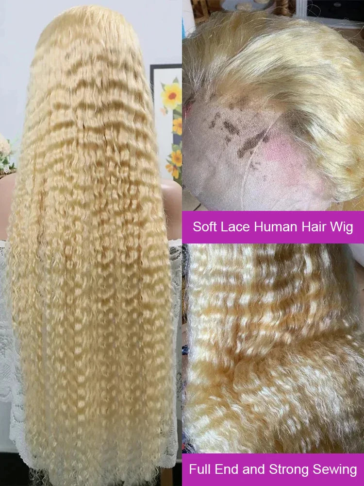 Honey Blonde Curly Human Hair Wig