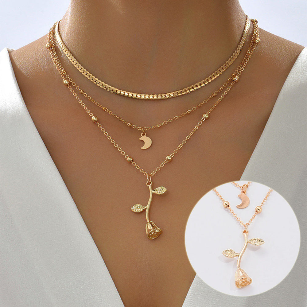 Multilayer Moon Gold Color Pendant