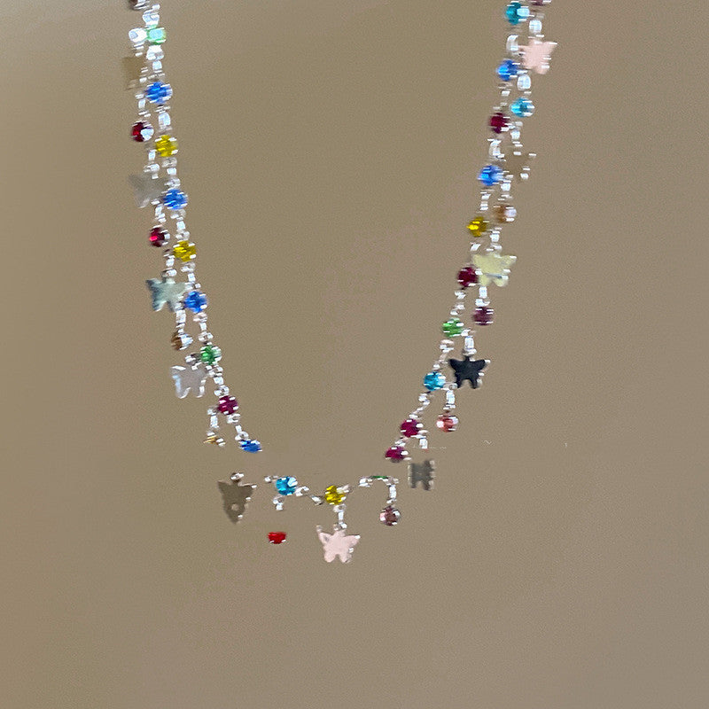 Colorized Butterfly Necklace For Women