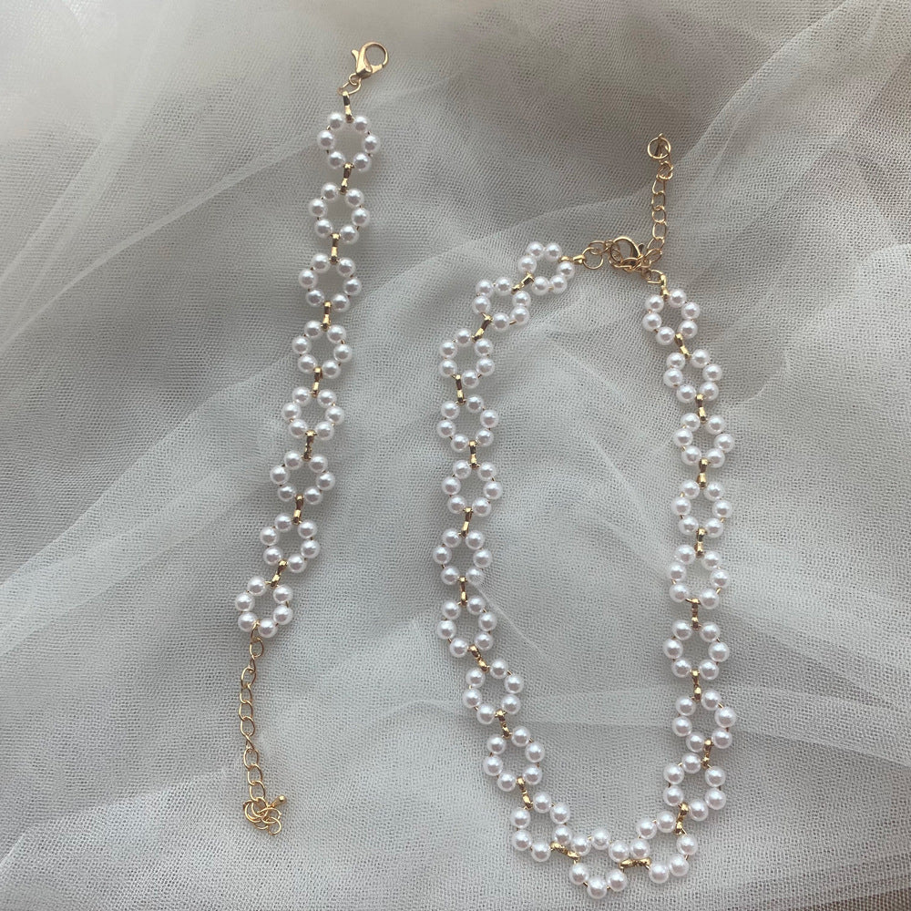 Pearl Necklace Bracelet For Women