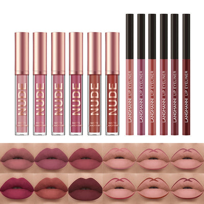 12 Pcs Set 6 Matte Lipstick 6 Lip Liner